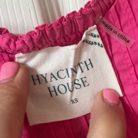 NWOT Hyacinth House by Tuckernuck Mini Fuchsia French Dress XS Puff Sleeve Pink - Picture 2 of 8